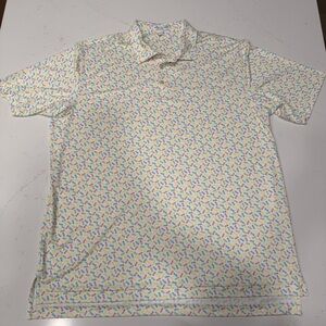 Peter Millar White Truly Polo with Multicolor Pattern XXL